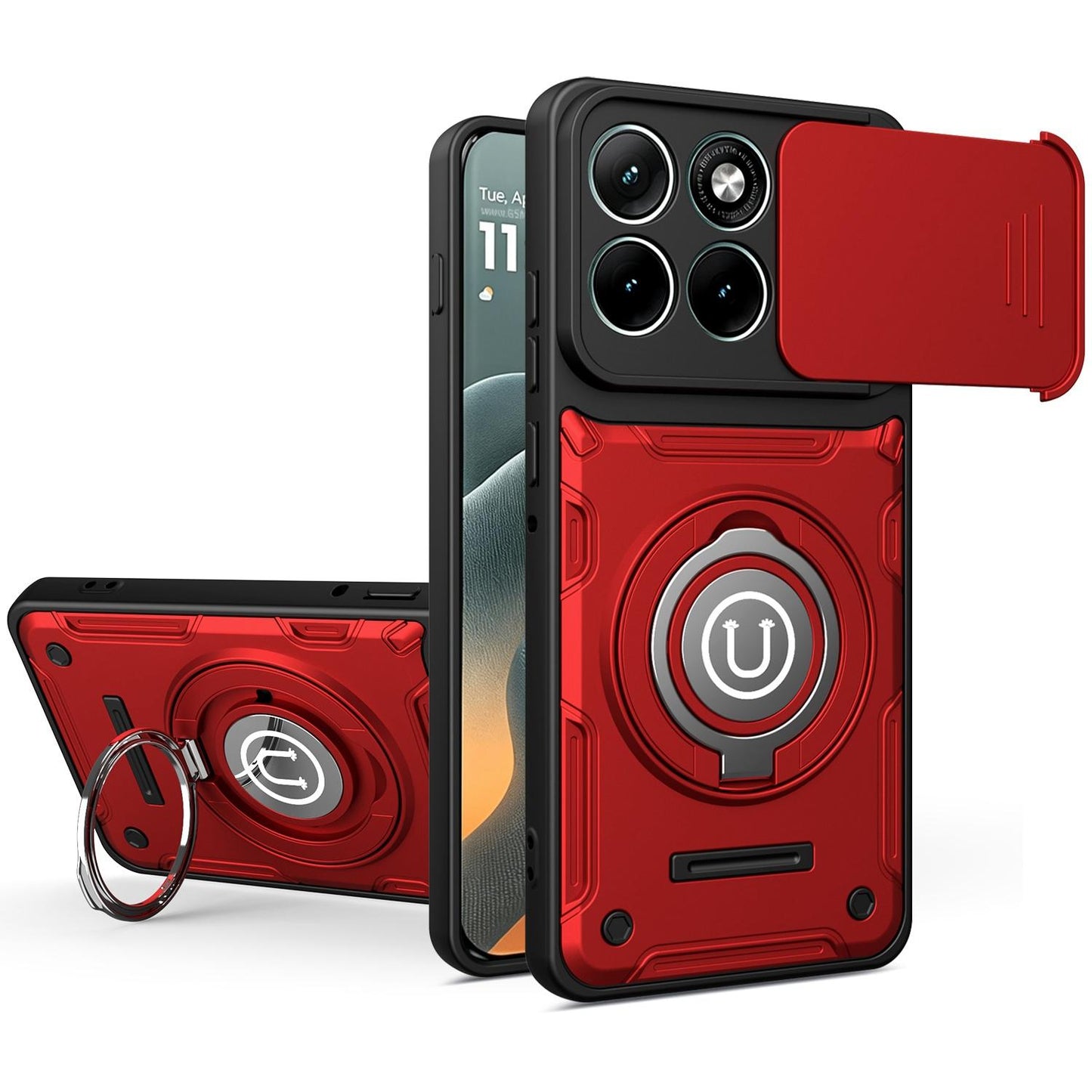 Motorola Edge 60 Fusion Magnetic Sliding Camshield Holder Phone Case with Lens Protection Cover, Built-in Kickstand, Shockproof PC TPU Back Cover, Car Mount Compatible Protective Case