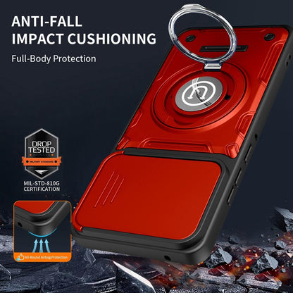 Motorola Edge 70 5G Magnetic Sliding Camshield Holder Phone Case with Lens Protection Cover, Built-in Kickstand, Shockproof PC TPU Back Cover, Car Mount Compatible Protective Case
