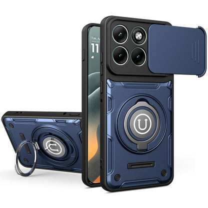 Motorola Edge 70 5G Magnetic Sliding Camshield Holder Phone Case with Lens Protection Cover, Built-in Kickstand, Shockproof PC TPU Back Cover, Car Mount Compatible Protective Case