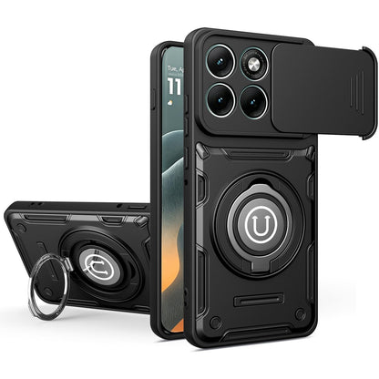 Motorola Edge 70 5G Magnetic Sliding Camshield Holder Phone Case with Lens Protection Cover, Built-in Kickstand, Shockproof PC TPU Back Cover, Car Mount Compatible Protective Case