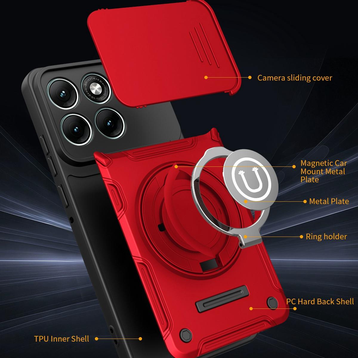 Motorola Edge 70 5G Magnetic Sliding Camshield Holder Phone Case with Lens Protection Cover, Built-in Kickstand, Shockproof PC TPU Back Cover, Car Mount Compatible Protective Case