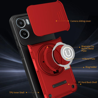 Motorola Moto G05 Magnetic Sliding Camshield Holder Phone Case with Lens Protection Cover, Built-in Kickstand, Shockproof PC TPU Back Cover, Car Mount Compatible Protective Case