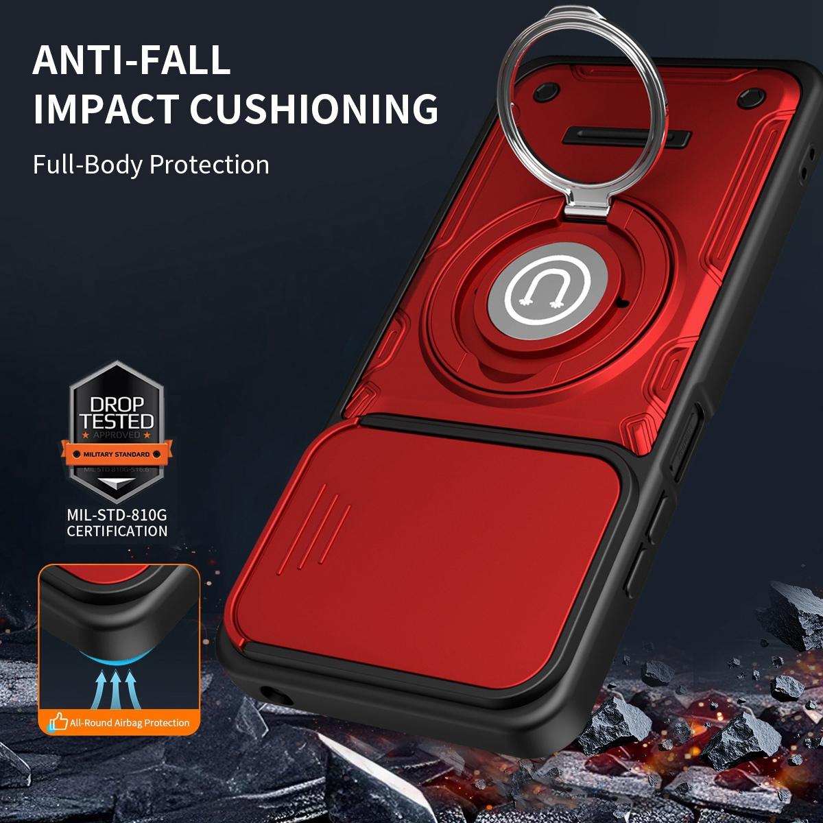 Motorola Moto G06 4G Magnetic Sliding Camshield Holder Phone Case with Lens Protection Cover, Built-in Kickstand, Shockproof PC TPU Back Cover, Car Mount Compatible Protective Case