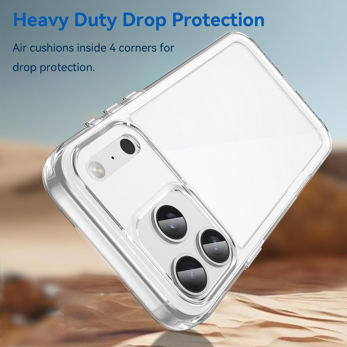 Apple iPhone 17 Pro Max Electroplated Buttons TPU Acrylic Phone Case with Screen Protector - Heavy Duty Shockproof Cover, Air Cushion Corners, Raised Camera & Screen Protection, HD Tempered Glass Full Coverage Protective Case