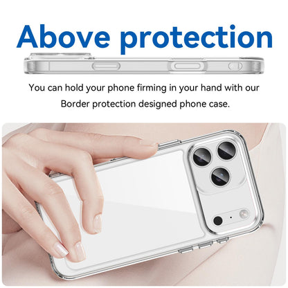 Apple iPhone 17 Pro Electroplated Buttons TPU Acrylic Phone Case with Screen Protector - Heavy Duty Shockproof Cover, Air Cushion Corners, Raised Camera & Screen Protection, HD Tempered Glass Full Coverage Protective Case