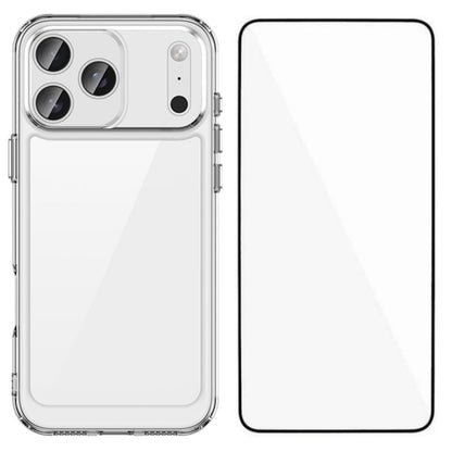 Apple iPhone 17 Pro Electroplated Buttons TPU Acrylic Phone Case with Screen Protector - Heavy Duty Shockproof Cover, Air Cushion Corners, Raised Camera & Screen Protection, HD Tempered Glass Full Coverage Protective Case