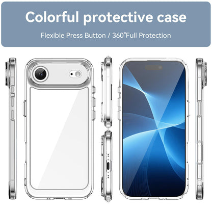 Apple iPhone Air Electroplated Buttons TPU Acrylic Phone Case with Screen Protector - Heavy Duty Shockproof Cover, Air Cushion Corners, Raised Camera & Screen Protection, HD Tempered Glass Full Coverage Protective Case