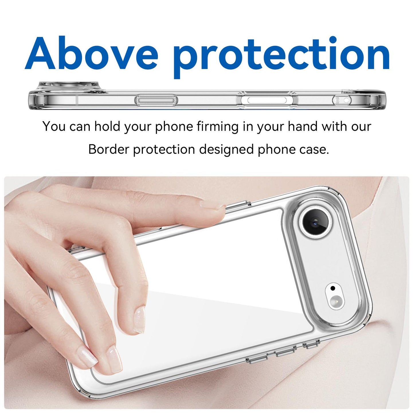 Apple iPhone Air Electroplated Buttons TPU Acrylic Phone Case with Screen Protector - Heavy Duty Shockproof Cover, Air Cushion Corners, Raised Camera & Screen Protection, HD Tempered Glass Full Coverage Protective Case
