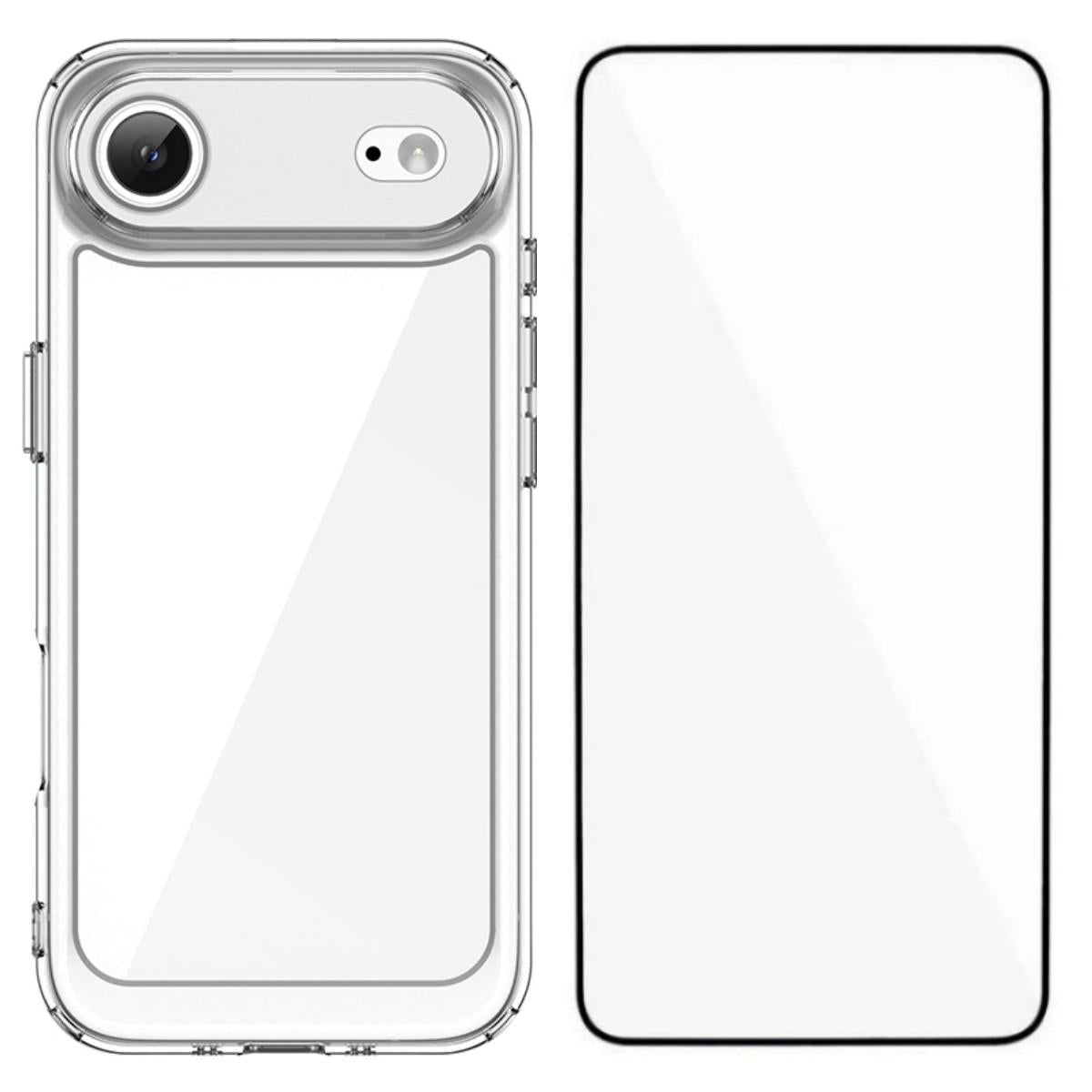Apple iPhone Air Electroplated Buttons TPU Acrylic Phone Case with Screen Protector - Heavy Duty Shockproof Cover, Air Cushion Corners, Raised Camera & Screen Protection, HD Tempered Glass Full Coverage Protective Case