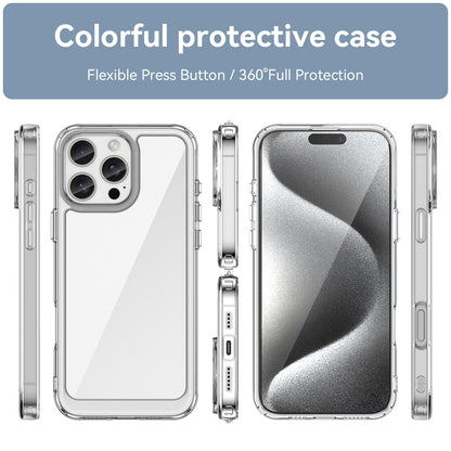 Apple iPhone 16 Pro Max Electroplated Buttons TPU Acrylic Phone Case with Screen Protector - Heavy Duty Shockproof Cover, Air Cushion Corners, Raised Camera & Screen Protection, HD Tempered Glass Full Coverage Protective Case