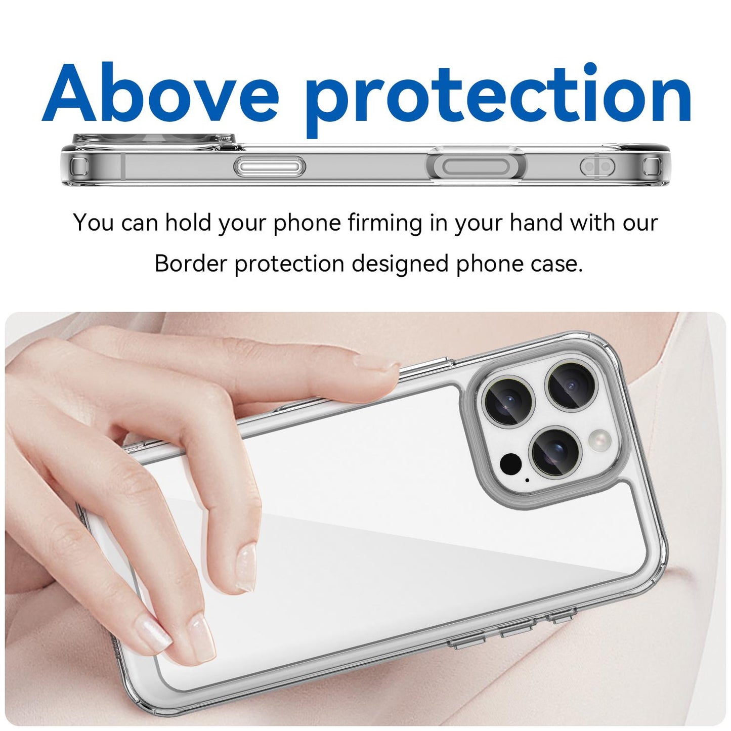 Apple iPhone 16 Pro Max Electroplated Buttons TPU Acrylic Phone Case with Screen Protector - Heavy Duty Shockproof Cover, Air Cushion Corners, Raised Camera & Screen Protection, HD Tempered Glass Full Coverage Protective Case