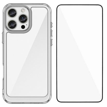 Apple iPhone 16 Pro Electroplated Buttons TPU Acrylic Phone Case with Screen Protector - Heavy Duty Shockproof Cover, Air Cushion Corners, Raised Camera & Screen Protection, HD Tempered Glass Full Coverage Protective Case
