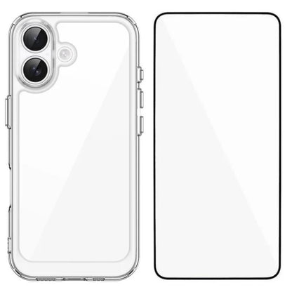 Apple iPhone 16 Electroplated Buttons TPU Acrylic Phone Case with Screen Protector - Heavy Duty Shockproof Cover, Air Cushion Corners, Raised Camera & Screen Protection, HD Tempered Glass Full Coverage Protective Case