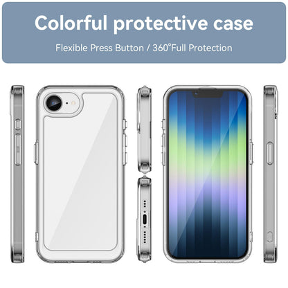 Apple iPhone 16e Electroplated Buttons TPU Acrylic Phone Case with Screen Protector - Heavy Duty Shockproof Cover, Air Cushion Corners, Raised Camera & Screen Protection, HD Tempered Glass Full Coverage Protective Case