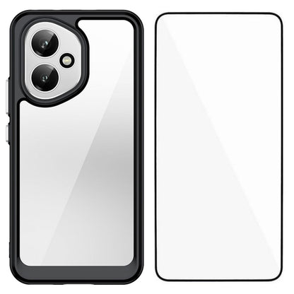 Honor 400 156.5mm Electroplated Buttons TPU Acrylic Phone Case with Screen Protector - Heavy Duty Shockproof Cover, Air Cushion Corners, Raised Camera & Screen Protection, HD Tempered Glass Full Coverage Protective Case