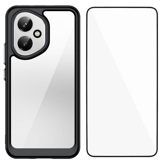 Honor 400 156.5mm Electroplated Buttons TPU Acrylic Phone Case with Screen Protector - Heavy Duty Shockproof Cover, Air Cushion Corners, Raised Camera & Screen Protection, HD Tempered Glass Full Coverage Protective Case