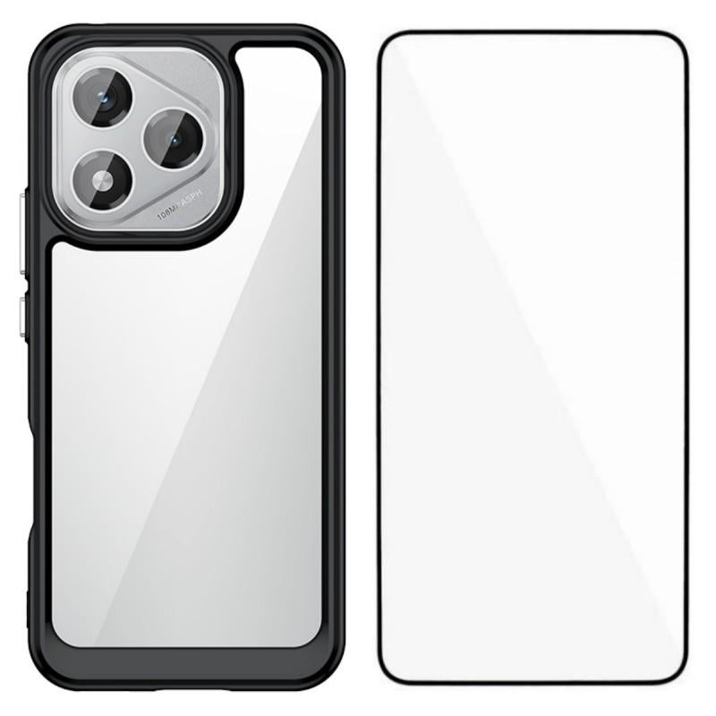 Honor 400 Lite Electroplated Buttons TPU Acrylic Phone Case with Screen Protector - Heavy Duty Shockproof Cover, Air Cushion Corners, Raised Camera & Screen Protection, HD Tempered Glass Full Coverage Protective Case