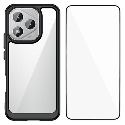 Honor 400 Lite Electroplated Buttons TPU Acrylic Phone Case with Screen Protector - Heavy Duty Shockproof Cover, Air Cushion Corners, Raised Camera & Screen Protection, HD Tempered Glass Full Coverage Protective Case
