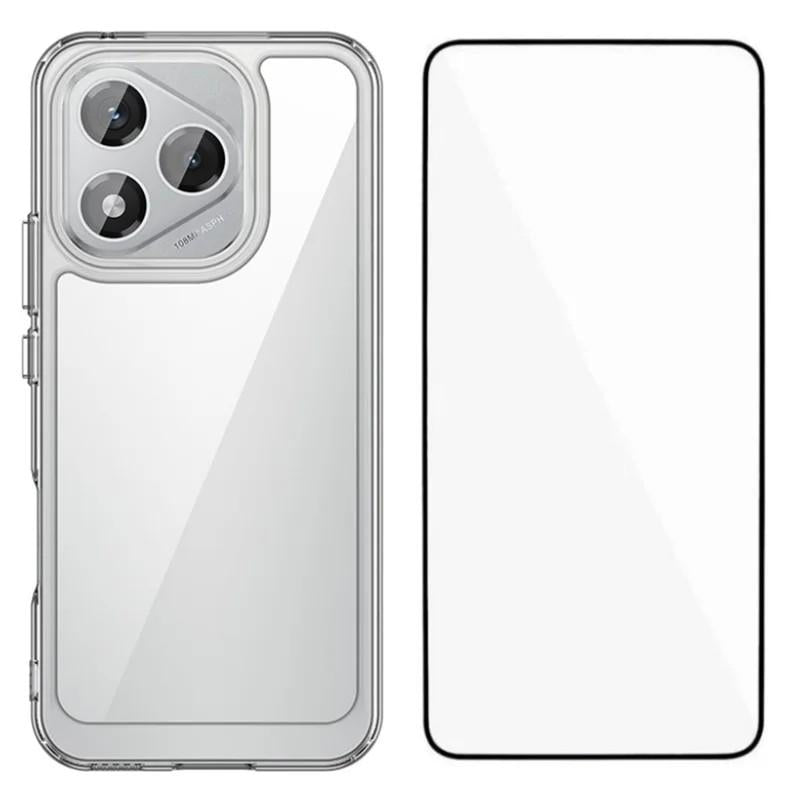 Honor 400 Lite Electroplated Buttons TPU Acrylic Phone Case with Screen Protector - Heavy Duty Shockproof Cover, Air Cushion Corners, Raised Camera & Screen Protection, HD Tempered Glass Full Coverage Protective Case