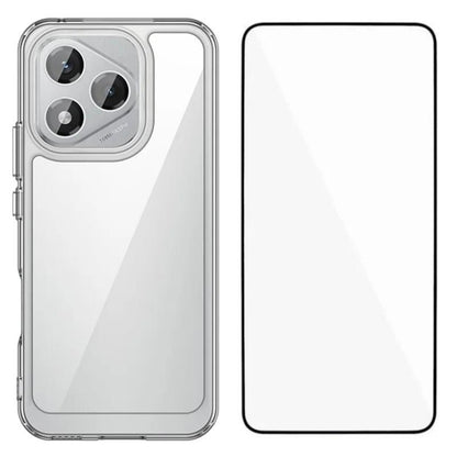 Honor 400 Lite Electroplated Buttons TPU Acrylic Phone Case with Screen Protector - Heavy Duty Shockproof Cover, Air Cushion Corners, Raised Camera & Screen Protection, HD Tempered Glass Full Coverage Protective Case