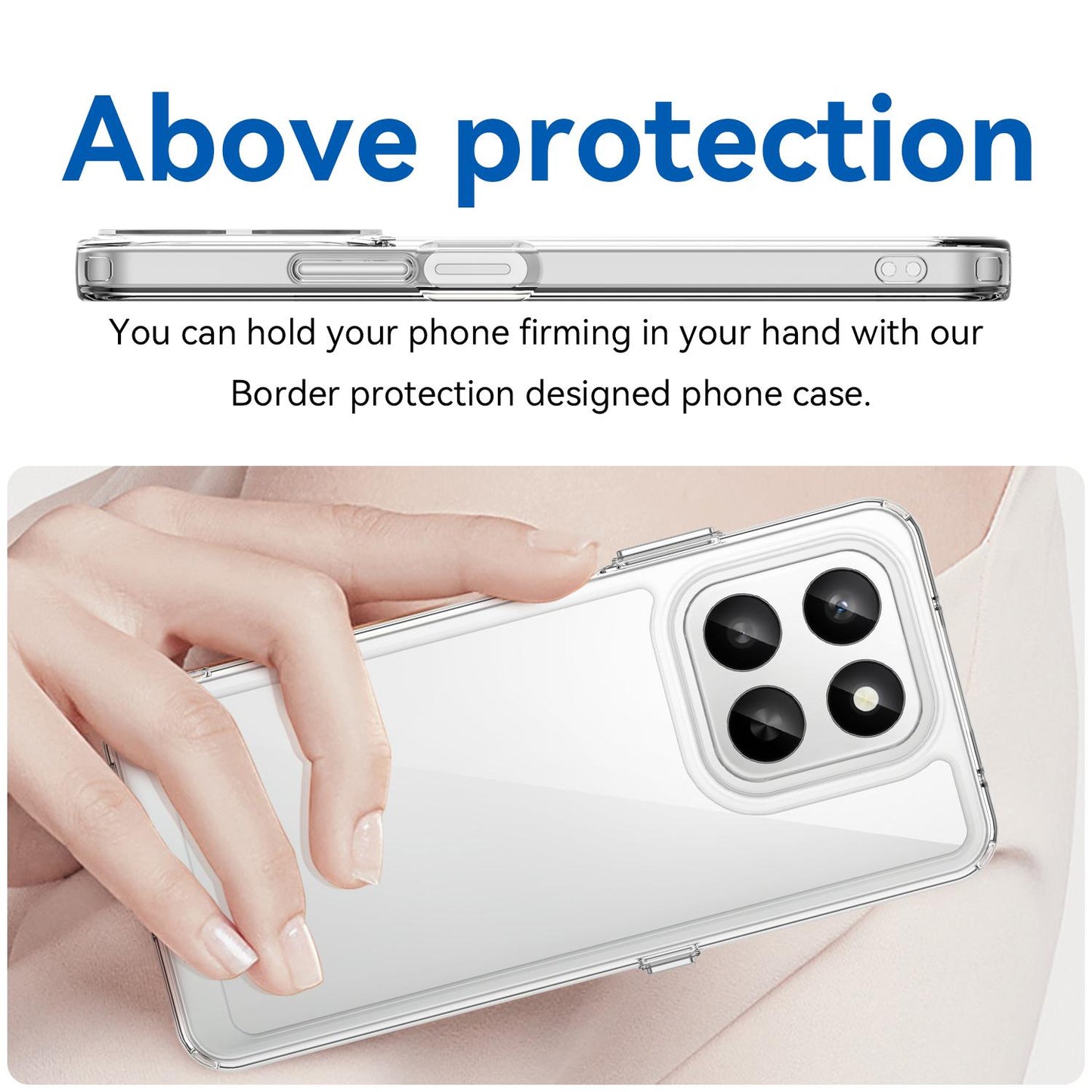 Honor 400 Smart 5G Electroplated Buttons TPU Acrylic Phone Case with Screen Protector - Heavy Duty Shockproof Cover, Air Cushion Corners, Raised Camera & Screen Protection, HD Tempered Glass Full Coverage Protective Case