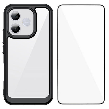 Honor 600 Lite Electroplated Buttons TPU Acrylic Phone Case with Screen Protector - Heavy Duty Shockproof Cover, Air Cushion Corners, Raised Camera & Screen Protection, HD Tempered Glass Full Coverage Protective Case