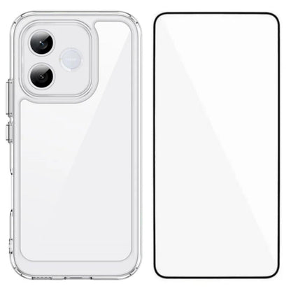 Honor 600 Lite Electroplated Buttons TPU Acrylic Phone Case with Screen Protector - Heavy Duty Shockproof Cover, Air Cushion Corners, Raised Camera & Screen Protection, HD Tempered Glass Full Coverage Protective Case