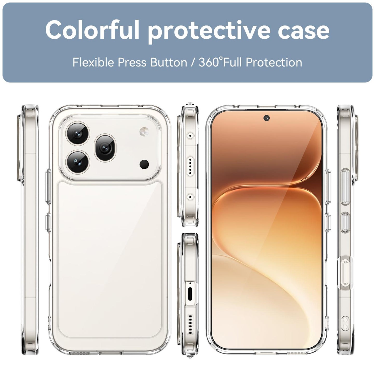 Honor 600 Electroplated Buttons TPU Acrylic Phone Case with Screen Protector - Heavy Duty Shockproof Cover, Air Cushion Corners, Raised Camera & Screen Protection, HD Tempered Glass Full Coverage Protective Case