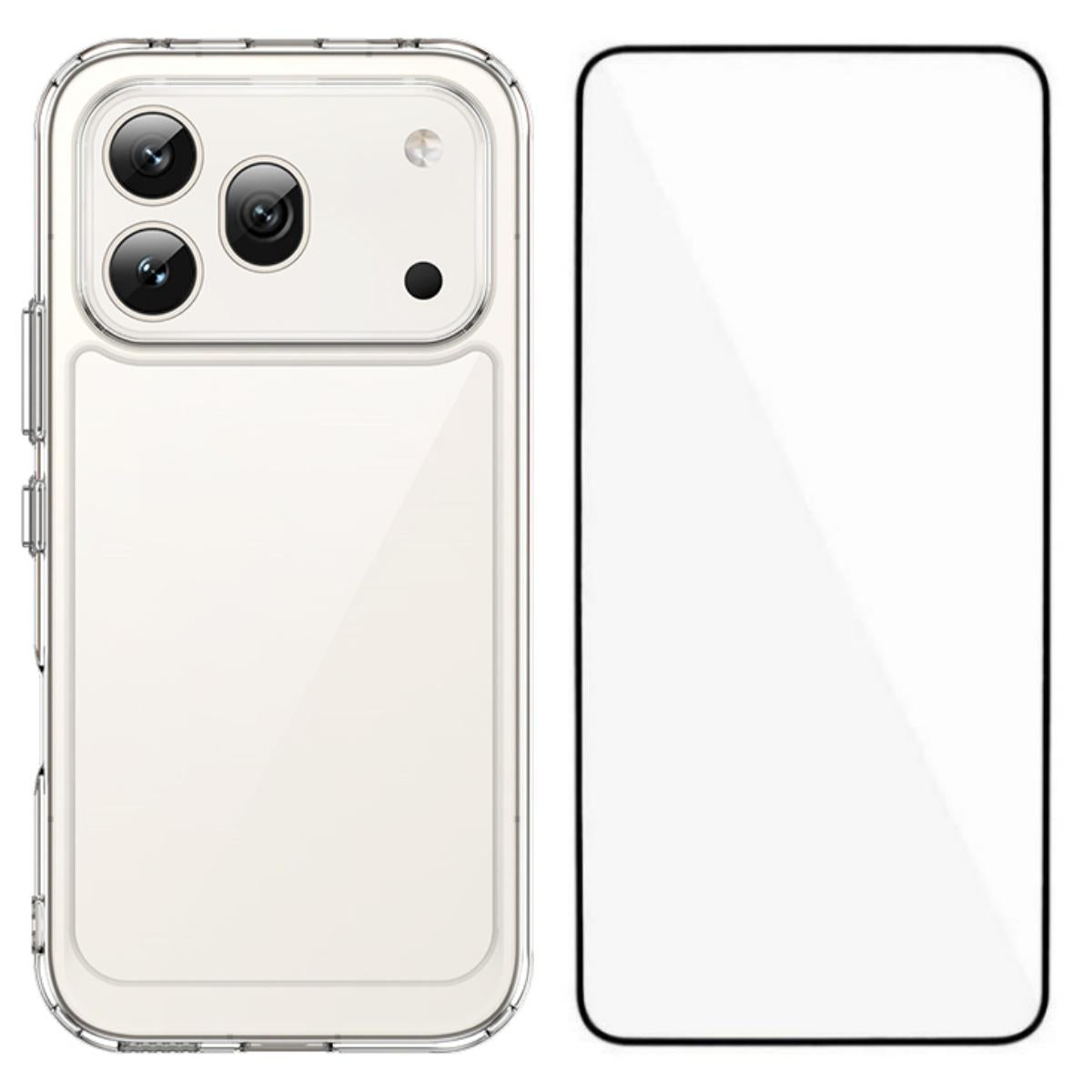 Honor 600 Electroplated Buttons TPU Acrylic Phone Case with Screen Protector - Heavy Duty Shockproof Cover, Air Cushion Corners, Raised Camera & Screen Protection, HD Tempered Glass Full Coverage Protective Case