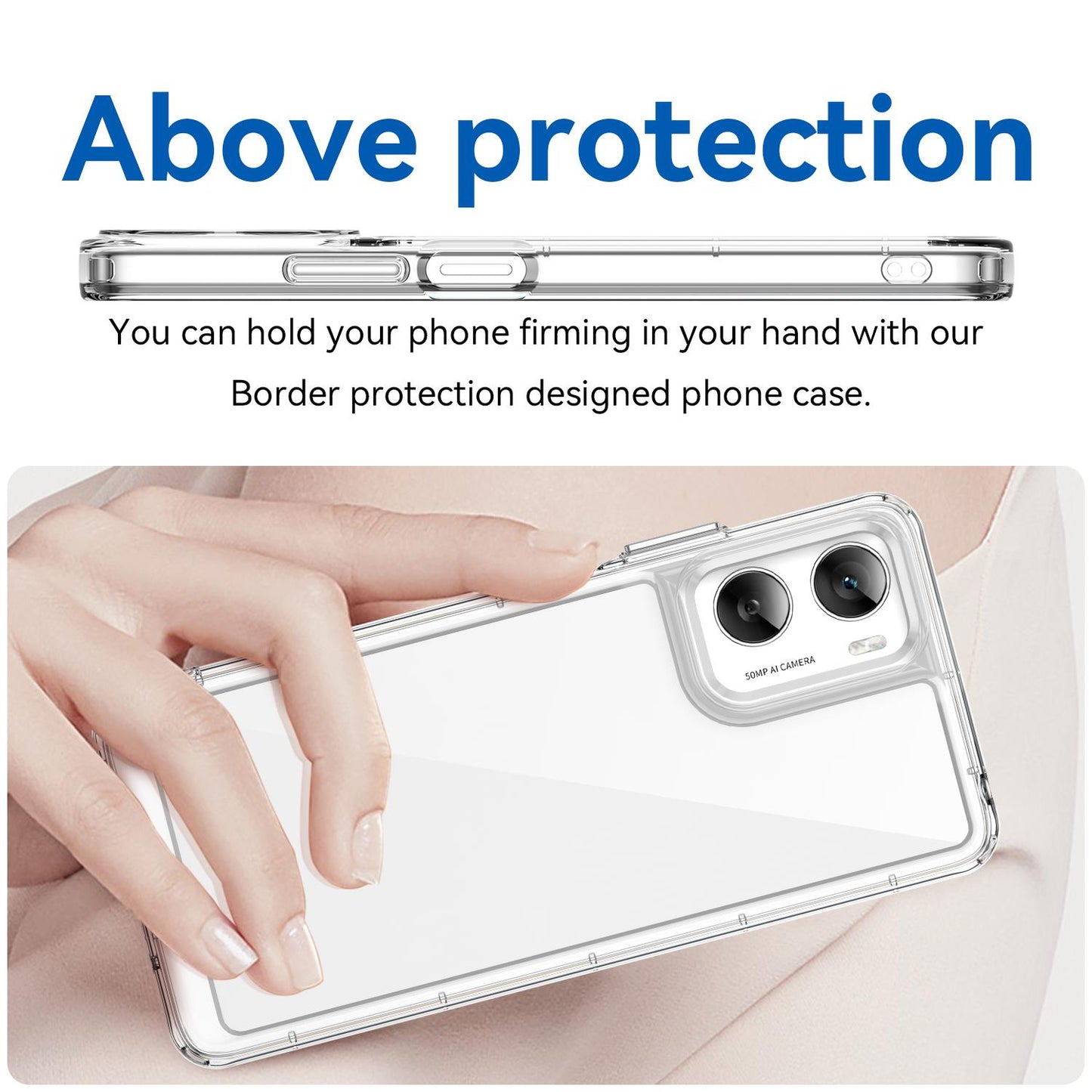 Motorola Moto G06 Power 4G Electroplated Buttons TPU Acrylic Phone Case with Screen Protector - Heavy Duty Shockproof Cover, Air Cushion Corners, Raised Camera & Screen Protection, HD Tempered Glass Full Coverage Protective Case