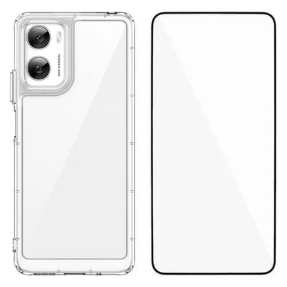 Motorola Moto G06 Power 4G Electroplated Buttons TPU Acrylic Phone Case with Screen Protector - Heavy Duty Shockproof Cover, Air Cushion Corners, Raised Camera & Screen Protection, HD Tempered Glass Full Coverage Protective Case
