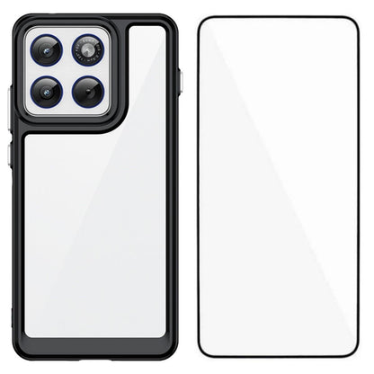 Motorola Edge 70 5G Electroplated Buttons TPU Acrylic Phone Case with Screen Protector - Heavy Duty Shockproof Cover, Air Cushion Corners, Raised Camera & Screen Protection, HD Tempered Glass Full Coverage Protective Case