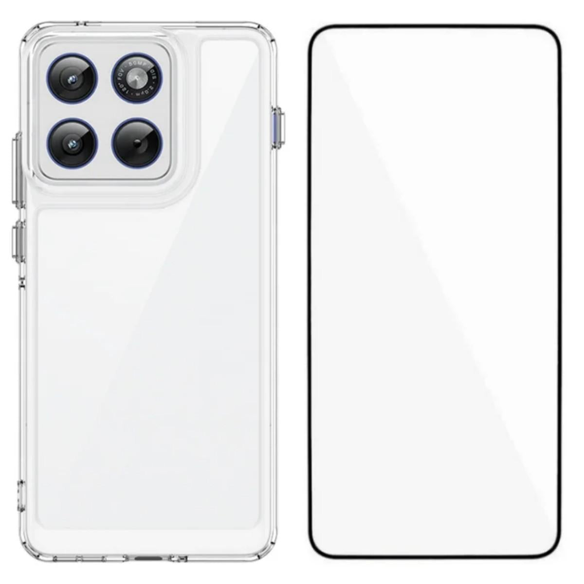 Motorola Edge 70 5G Electroplated Buttons TPU Acrylic Phone Case with Screen Protector - Heavy Duty Shockproof Cover, Air Cushion Corners, Raised Camera & Screen Protection, HD Tempered Glass Full Coverage Protective Case