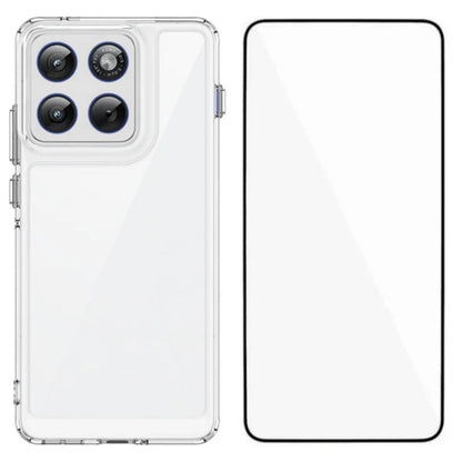 Motorola Edge 70 5G Electroplated Buttons TPU Acrylic Phone Case with Screen Protector - Heavy Duty Shockproof Cover, Air Cushion Corners, Raised Camera & Screen Protection, HD Tempered Glass Full Coverage Protective Case