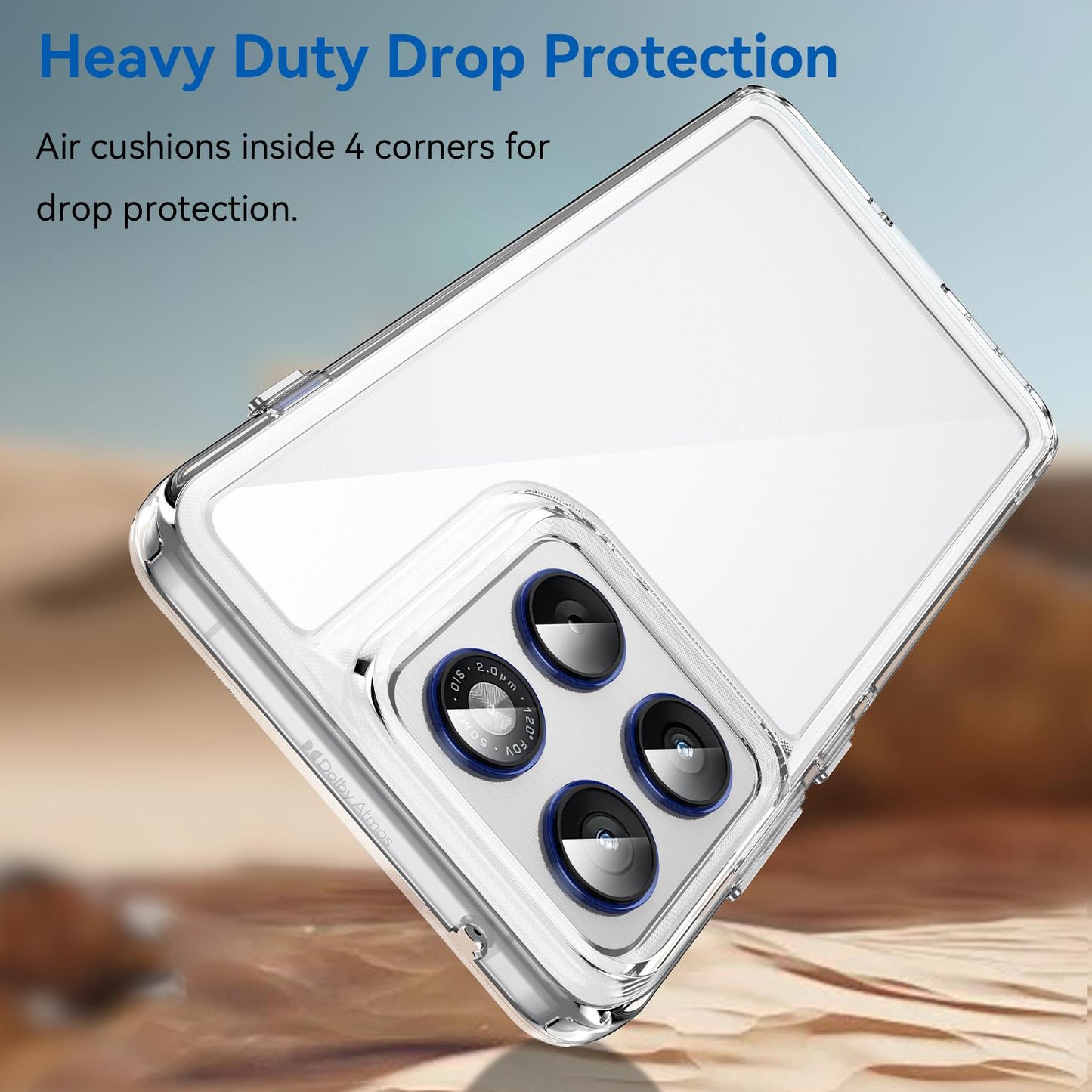 Motorola Edge 70 5G Electroplated Buttons TPU Acrylic Phone Case with Screen Protector - Heavy Duty Shockproof Cover, Air Cushion Corners, Raised Camera & Screen Protection, HD Tempered Glass Full Coverage Protective Case