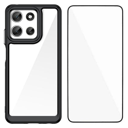 Motorola Moto G56 5G Electroplated Buttons TPU Acrylic Phone Case with Screen Protector - Heavy Duty Shockproof Cover, Air Cushion Corners, Raised Camera & Screen Protection, HD Tempered Glass Full Coverage Protective Case