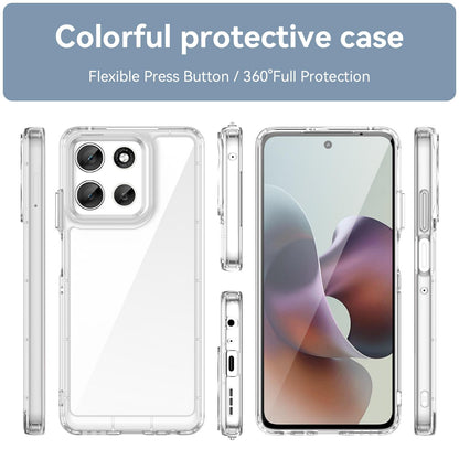 Motorola Moto G56 5G Electroplated Buttons TPU Acrylic Phone Case with Screen Protector - Heavy Duty Shockproof Cover, Air Cushion Corners, Raised Camera & Screen Protection, HD Tempered Glass Full Coverage Protective Case