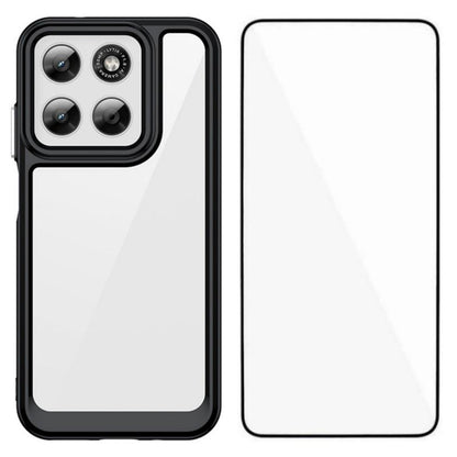 Motorola Moto G77 5G Electroplated Buttons TPU Acrylic Phone Case with Screen Protector - Heavy Duty Shockproof Cover, Air Cushion Corners, Raised Camera & Screen Protection, HD Tempered Glass Full Coverage Protective Case
