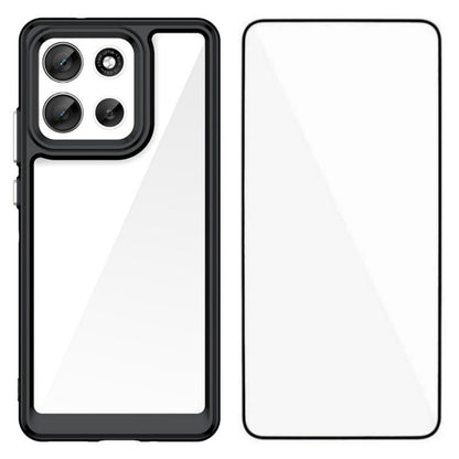 Motorola Moto G86 5G Electroplated Buttons TPU Acrylic Phone Case with Screen Protector - Heavy Duty Shockproof Cover, Air Cushion Corners, Raised Camera & Screen Protection, HD Tempered Glass Full Coverage Protective Case