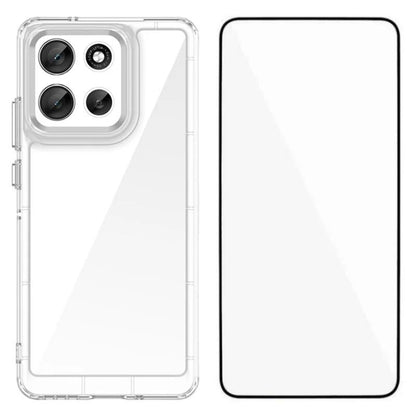 Motorola Moto G86 5G Electroplated Buttons TPU Acrylic Phone Case with Screen Protector - Heavy Duty Shockproof Cover, Air Cushion Corners, Raised Camera & Screen Protection, HD Tempered Glass Full Coverage Protective Case