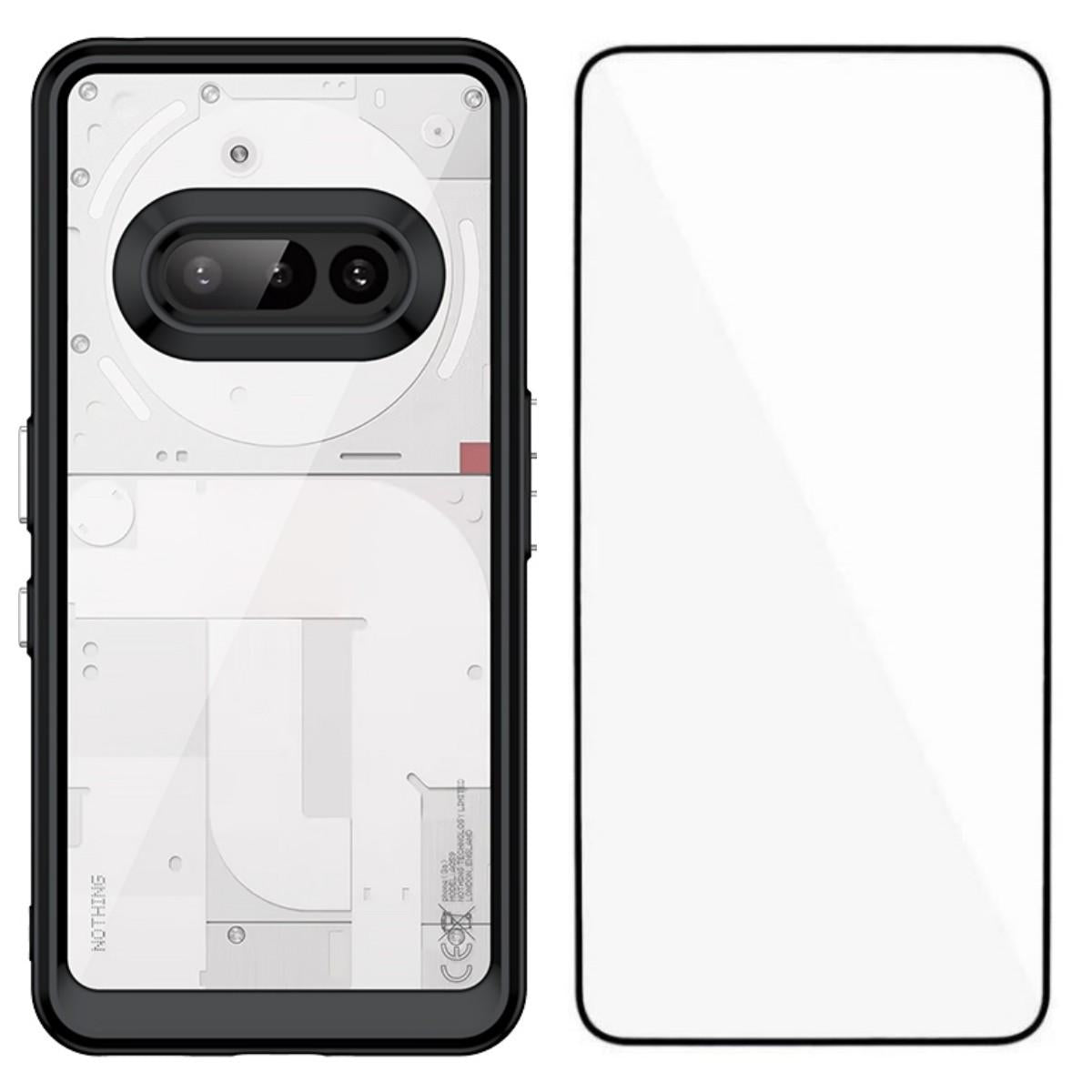 Nothing Phone 3a Electroplated Buttons TPU Acrylic Phone Case with Screen Protector - Heavy Duty Shockproof Cover, Air Cushion Corners, Raised Camera & Screen Protection, HD Tempered Glass Full Coverage Protective Case