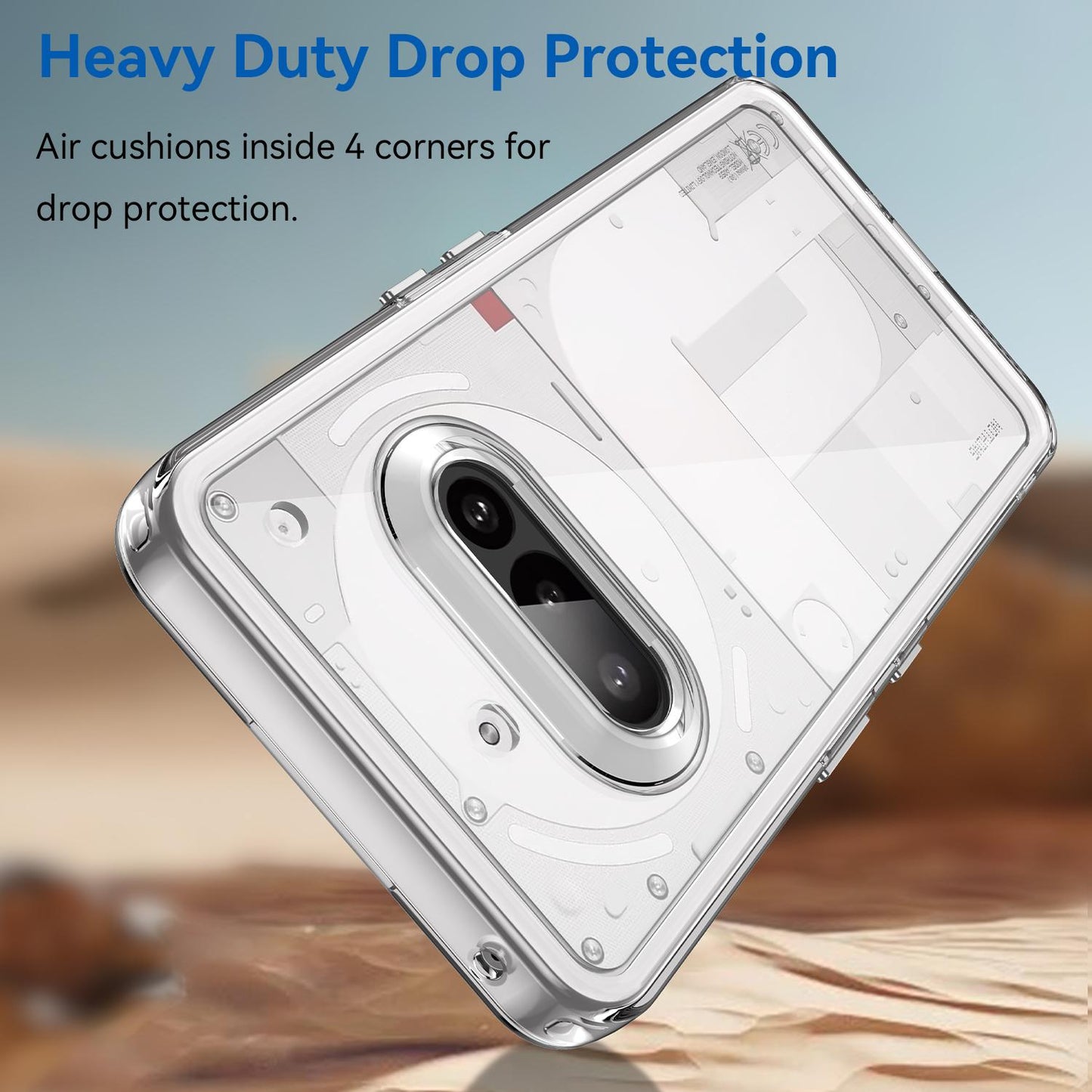 Nothing Phone 3a Electroplated Buttons TPU Acrylic Phone Case with Screen Protector - Heavy Duty Shockproof Cover, Air Cushion Corners, Raised Camera & Screen Protection, HD Tempered Glass Full Coverage Protective Case