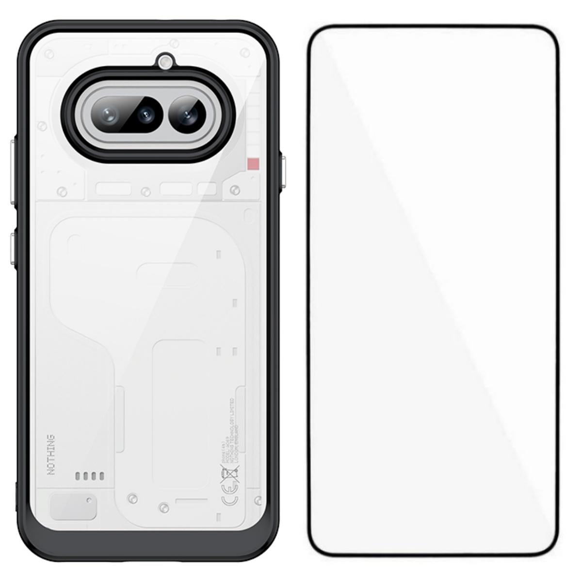 Nothing Phone 4a Electroplated Buttons TPU Acrylic Phone Case with Screen Protector - Heavy Duty Shockproof Cover, Air Cushion Corners, Raised Camera & Screen Protection, HD Tempered Glass Full Coverage Protective Case