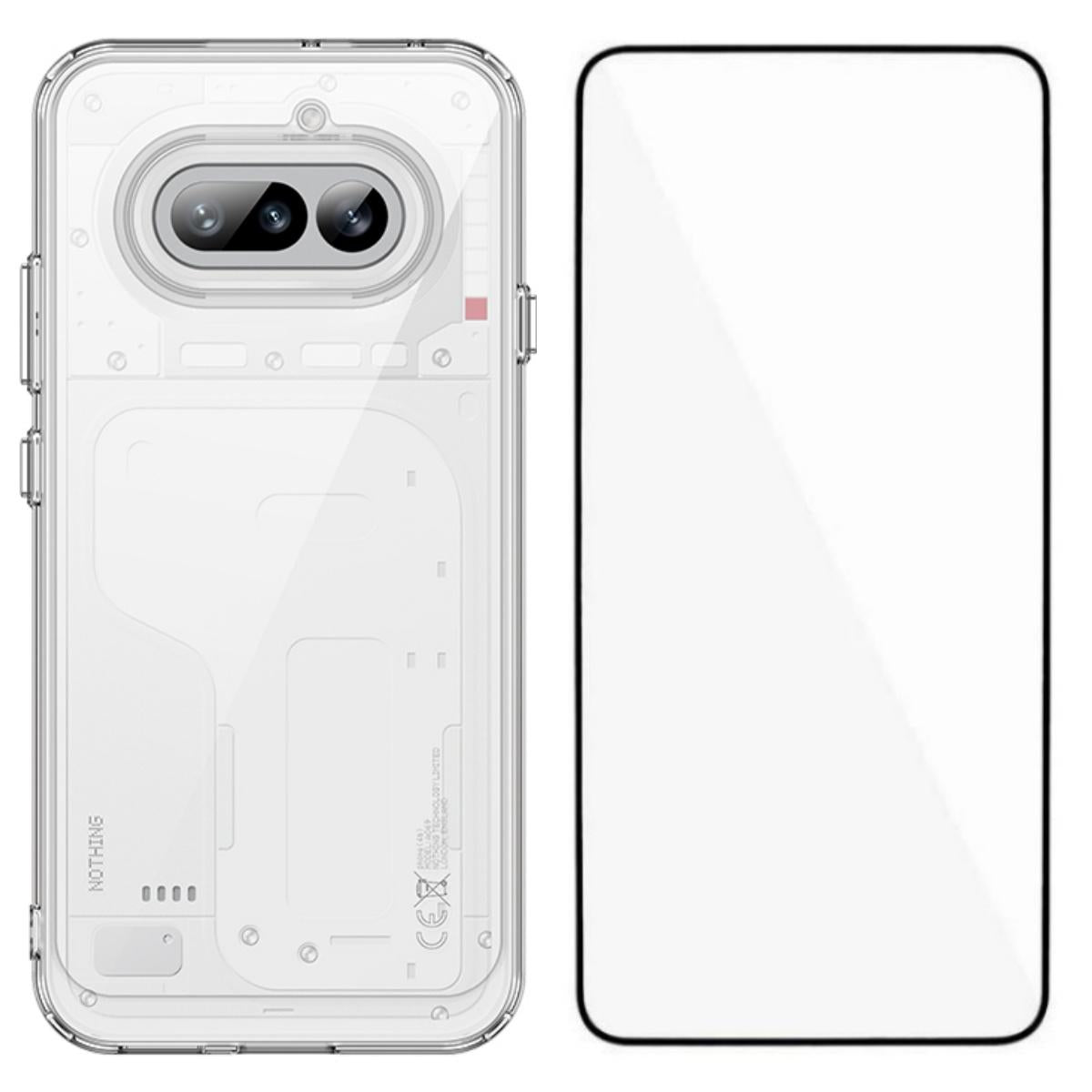 Nothing Phone 4a Electroplated Buttons TPU Acrylic Phone Case with Screen Protector - Heavy Duty Shockproof Cover, Air Cushion Corners, Raised Camera & Screen Protection, HD Tempered Glass Full Coverage Protective Case