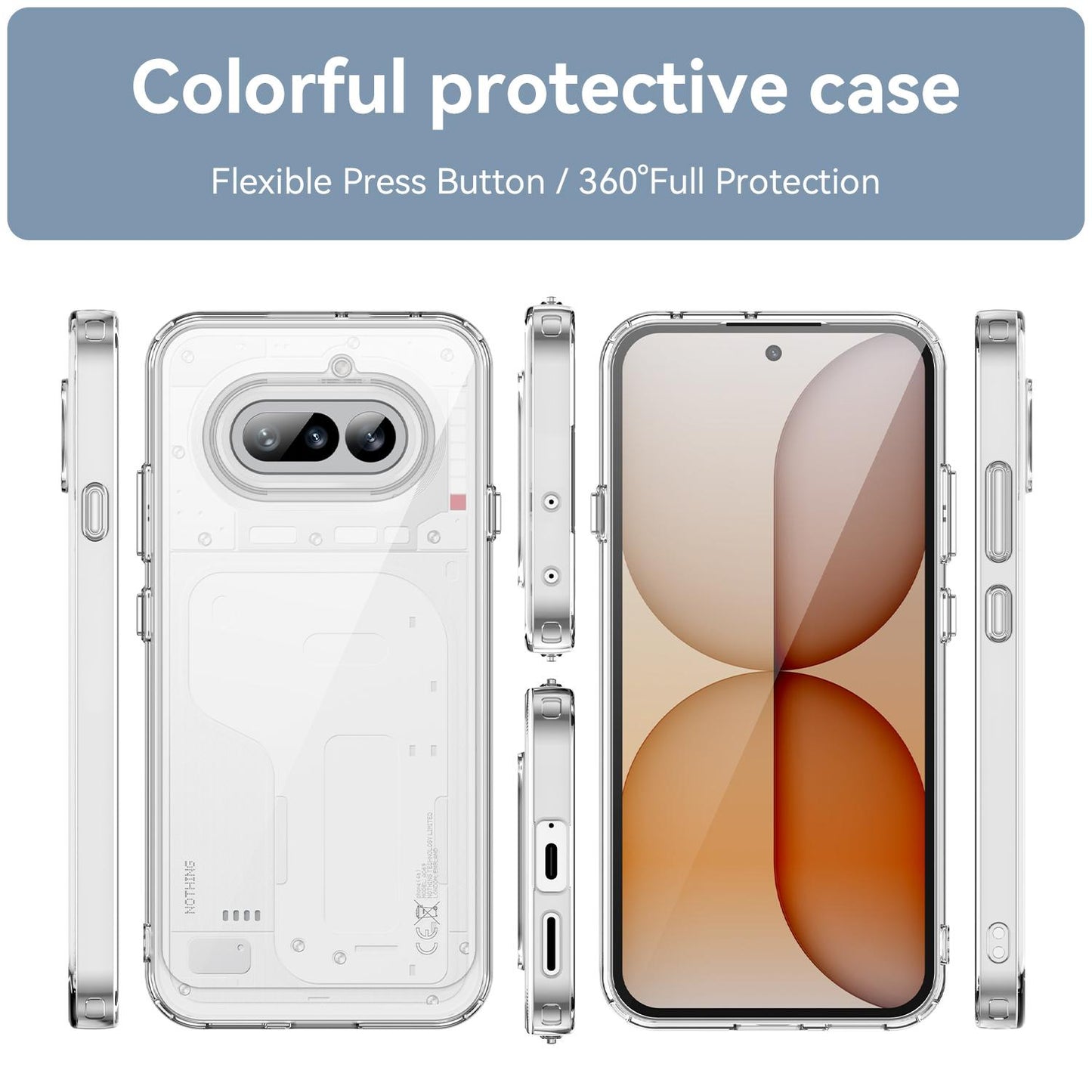 Nothing Phone 4a Electroplated Buttons TPU Acrylic Phone Case with Screen Protector - Heavy Duty Shockproof Cover, Air Cushion Corners, Raised Camera & Screen Protection, HD Tempered Glass Full Coverage Protective Case