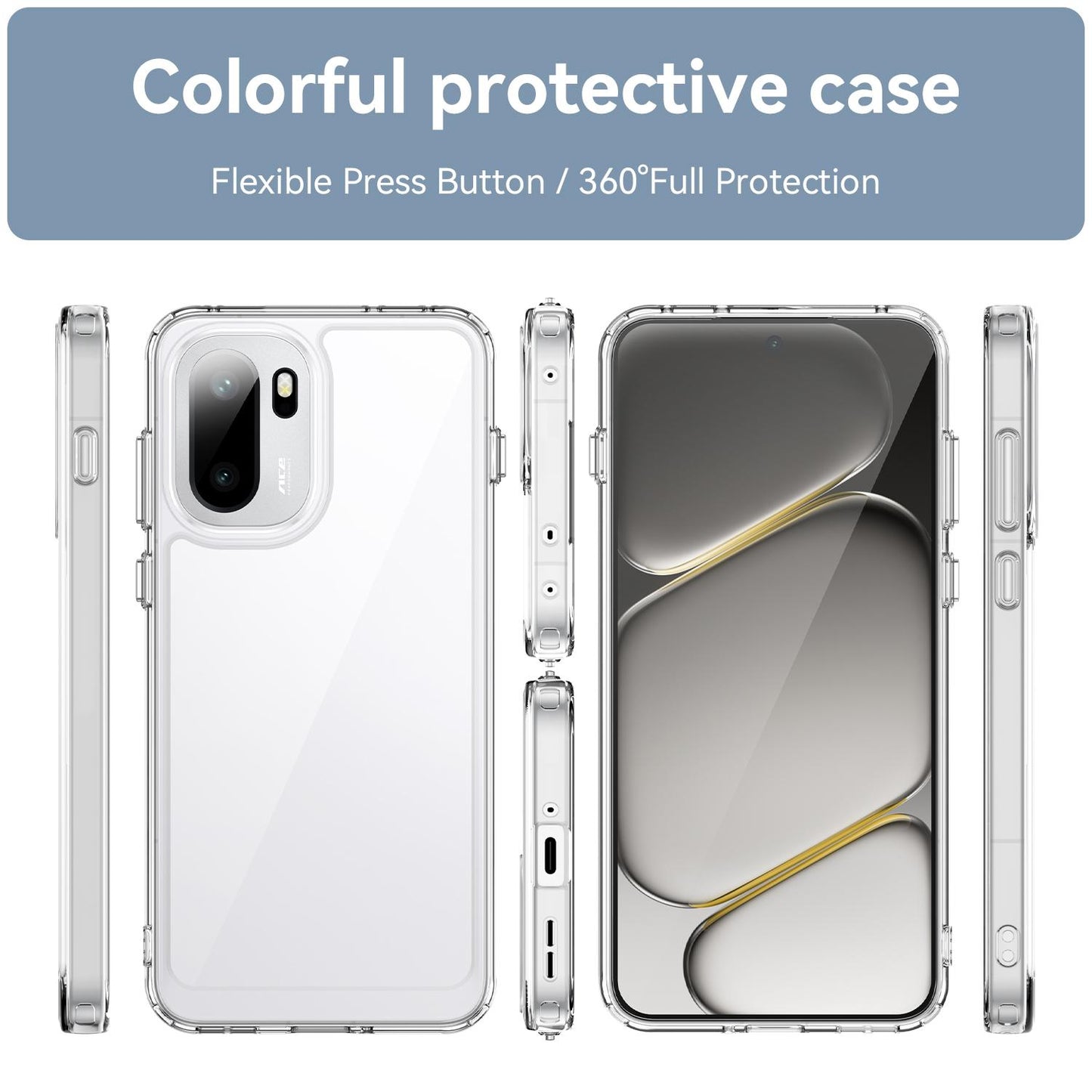 OnePlus Ace 6 Electroplated Buttons TPU Acrylic Phone Case with Screen Protector - Heavy Duty Shockproof Cover, Air Cushion Corners, Raised Camera & Screen Protection, HD Tempered Glass Full Coverage Protective Case