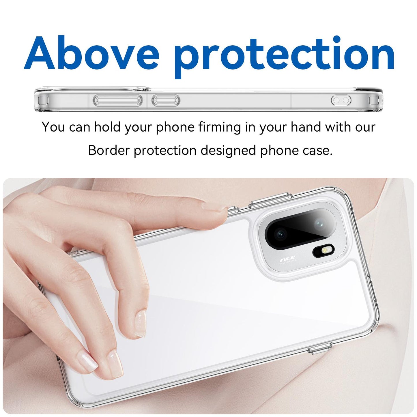 OnePlus Ace 6T Electroplated Buttons TPU Acrylic Phone Case with Screen Protector - Heavy Duty Shockproof Cover, Air Cushion Corners, Raised Camera & Screen Protection, HD Tempered Glass Full Coverage Protective Case