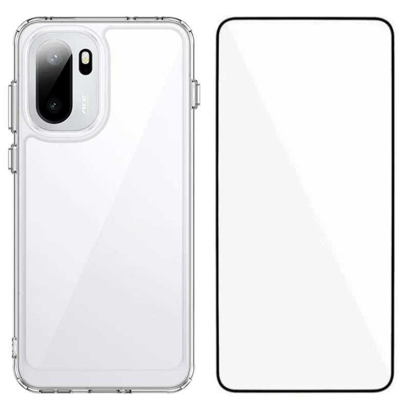 OnePlus Ace 6T Electroplated Buttons TPU Acrylic Phone Case with Screen Protector - Heavy Duty Shockproof Cover, Air Cushion Corners, Raised Camera & Screen Protection, HD Tempered Glass Full Coverage Protective Case