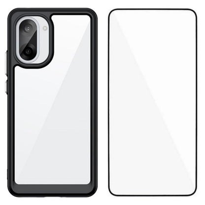 OnePlus Nord CE5 Electroplated Buttons TPU Acrylic Phone Case with Screen Protector - Heavy Duty Shockproof Cover, Air Cushion Corners, Raised Camera & Screen Protection, HD Tempered Glass Full Coverage Protective Case
