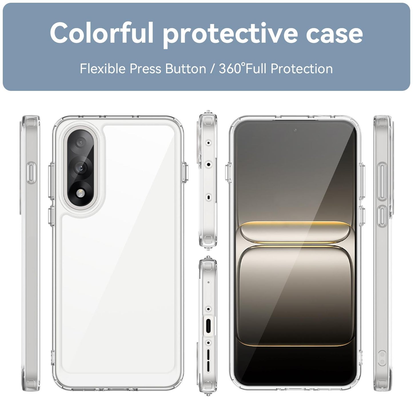 OnePlus Ace 5 Ultra 5G Electroplated Buttons TPU Acrylic Phone Case with Screen Protector - Heavy Duty Shockproof Cover, Air Cushion Corners, Raised Camera & Screen Protection, HD Tempered Glass Full Coverage Protective Case